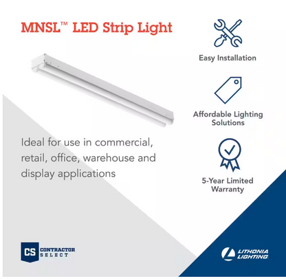 Lithonia Lighting Contractor Select 4 ft. 64-Watt Equivalent Integrated LED White Multi-Volt Strip Light Fixture 4500 Lumens 4000K