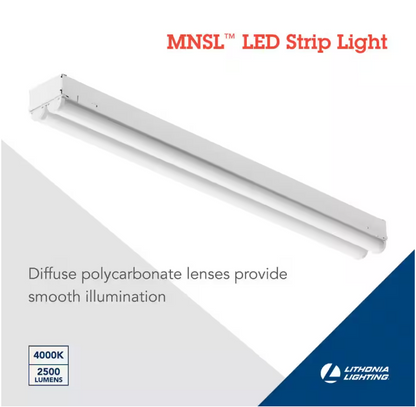 Lithonia Lighting Contractor Select 4 ft. 64-Watt Equivalent Integrated LED White Multi-Volt Strip Light Fixture 4500 Lumens 4000K