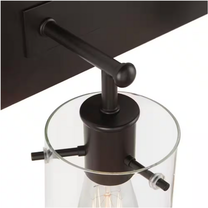 Hampton Bay Regan 29.25 in. 4-Light Matte Black Bathroom Vanity Light with Clear Glass Shades