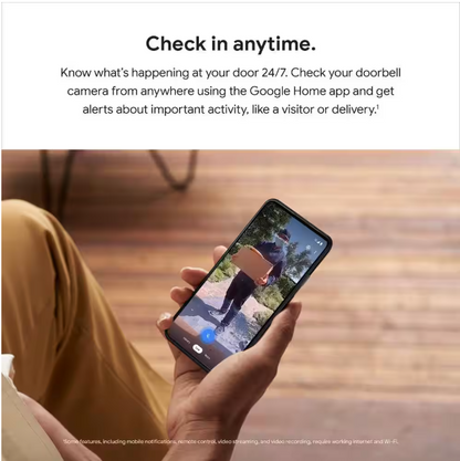 Google Nest Doorbell (Battery) - Smart Wi-Fi Video Doorbell Camera - Ash