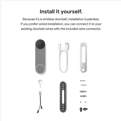 Google Nest Doorbell (Battery) - Smart Wi-Fi Video Doorbell Camera - Ash