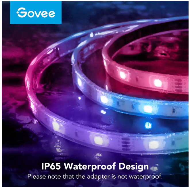 Govee RGBIC 36-Watt Equivalent 32.8 ft. Integrated LED Smart Color Changing Outdoor Black Wi-Fi Enabled Strip Light (1-Strip)