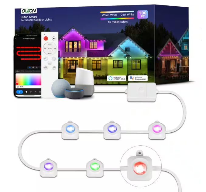 BICIK RGBIC Permanent 72 Light 100 ft. Outdoor Plug-In Integrated LED Novelty String-Light with IP65 Waterproof Housing