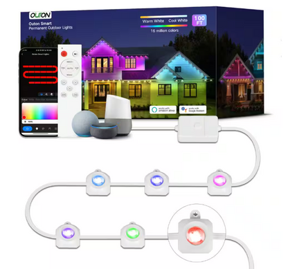 BICIK RGBIC Permanent 72 Light 100 ft. Outdoor Plug-In Integrated LED Novelty String-Light with IP65 Waterproof Housing