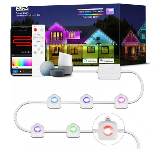 BICIK RGBIC Permanent 72 Light 100 ft. Outdoor Plug-In Integrated LED Novelty String-Light with IP65 Waterproof Housing