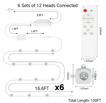 BICIK RGBIC Permanent 72 Light 100 ft. Outdoor Plug-In Integrated LED Novelty String-Light with IP65 Waterproof Housing