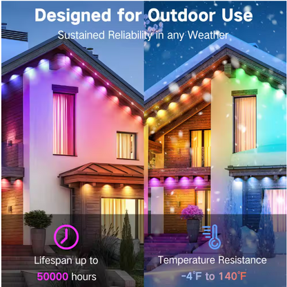 BICIK RGBIC Permanent 72 Light 100 ft. Outdoor Plug-In Integrated LED Novelty String-Light with IP65 Waterproof Housing