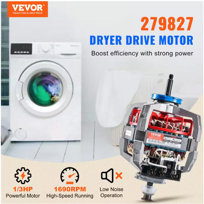 VEVOR Dryer Motor for Kenmore Whirlpool 279827 AP3094245 26000299992 336351 3388209 4319349 660199 8066206 W10194250