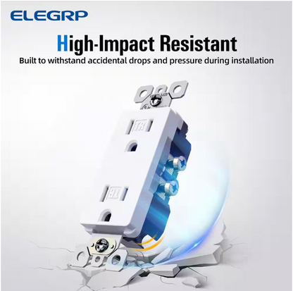 ELEGRP Decorative 15-Amp 125-Volt Residential Grade Self Grounding Tamper Resistant Duplex Outlet, White (10-Pack)