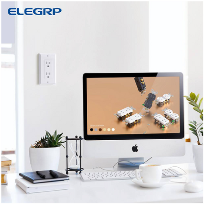 ELEGRP Decorative 15-Amp 125-Volt Residential Grade Self Grounding Tamper Resistant Duplex Outlet, White (10-Pack)