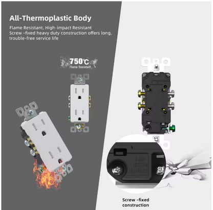 ELEGRP Decorative 15-Amp 125-Volt Residential Grade Self Grounding Tamper Resistant Duplex Outlet, White (10-Pack)