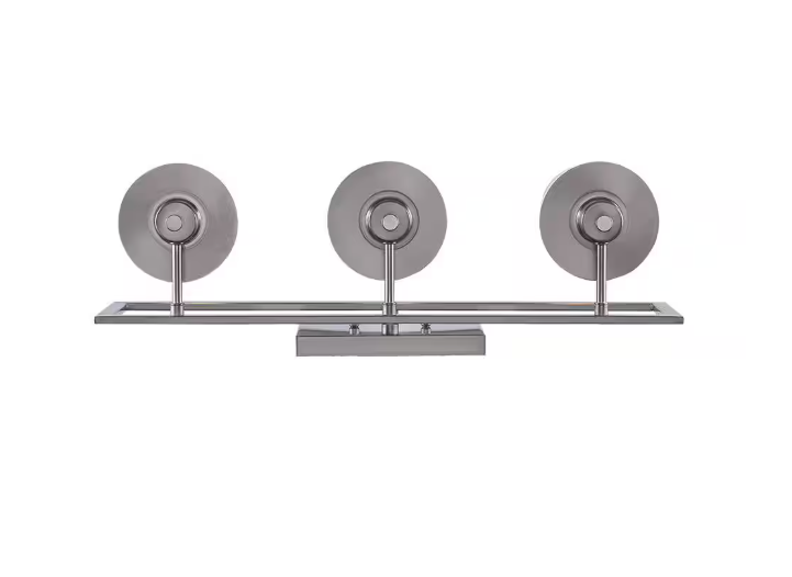 Bel Air Lighting 22 in. 3-Light Brushed Nickel Bathroom Vanity Light Fixture with Frosted Inner Glass and Clear Outer Glass