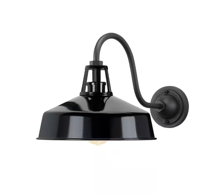 Progress Lighting Perry Court 1-Light Gloss Black Outdoor Wall Lantern