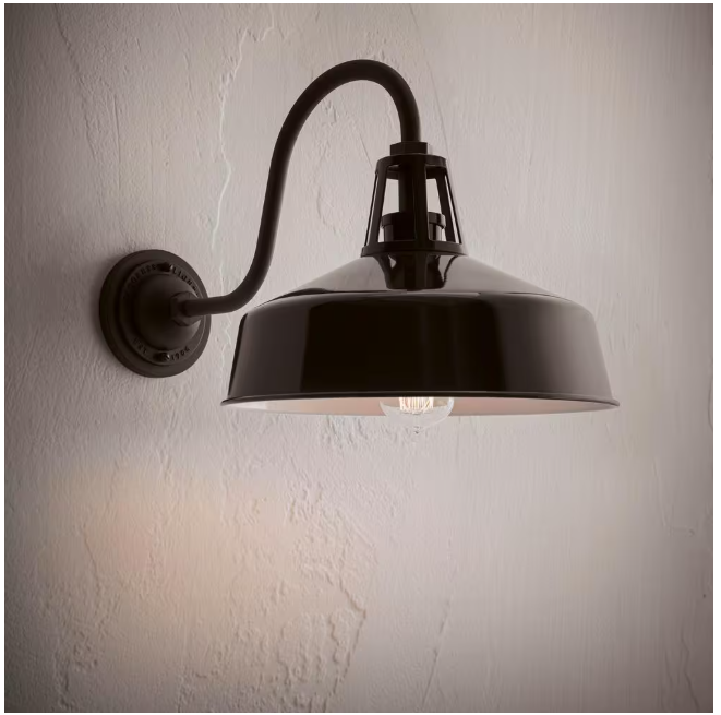 Progress Lighting Perry Court 1-Light Gloss Black Outdoor Wall Lantern