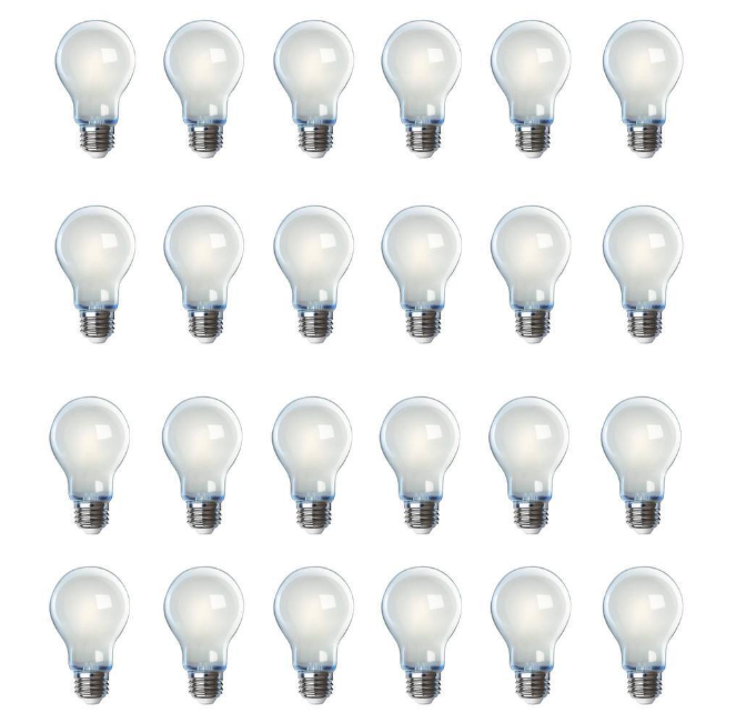 Feit Electric 60-Watt Equivalent A19 Dimmable Filament CEC 90 CRI White Glass E26 Medium Base LED Light Bulb, Daylight 5000K (24-Pack)