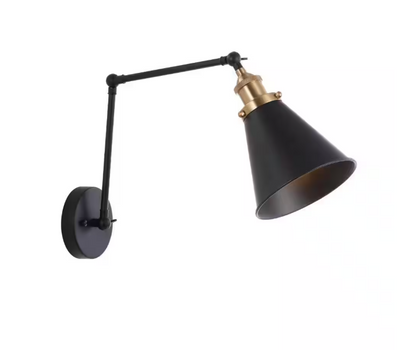 JONATHAN Y Rover 7 in. Black Adjustable Arm Metal LED Wall Sconce
