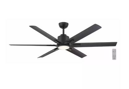 Home Decorators Collection Kensgrove II 60 in. Smart Indoor/Outdoor Matte Black Ceiling Fan with Remote Included Powered by Hubspace