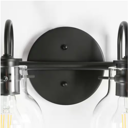 LNC Modern Industrial 28.5 in. 4-Light Black Bath Vanity Light with Clear Globe Glass Shades Powder Room Wall Sconce