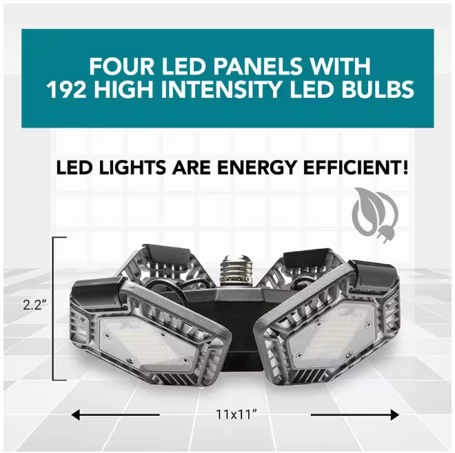 Bell + Howell Quadburst Deluxe 10.62 in. Grey 4 Panel LED Flush Mount 8000 Lumens