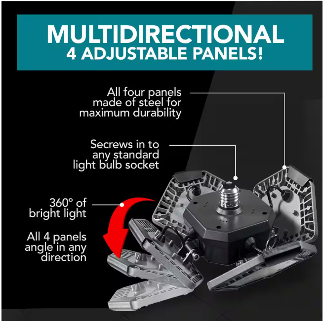 Bell + Howell Quadburst Deluxe 10.62 in. Grey 4 Panel LED Flush Mount 8000 Lumens