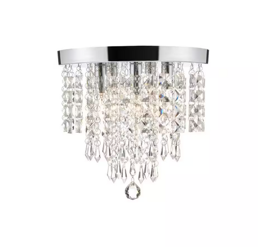 Merra 11 in. 5-Light Chrome Flush Mount Chandelier with K9 Crystals