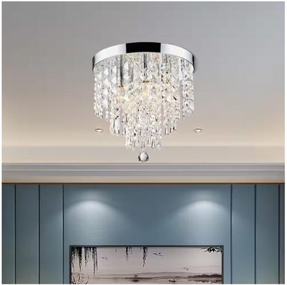 Merra 11 in. 5-Light Chrome Flush Mount Chandelier with K9 Crystals