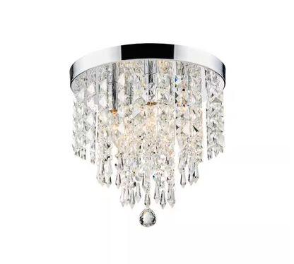 Merra 11 in. 5-Light Chrome Flush Mount Chandelier with K9 Crystals