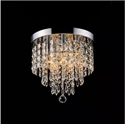 Merra 11 in. 5-Light Chrome Flush Mount Chandelier with K9 Crystals