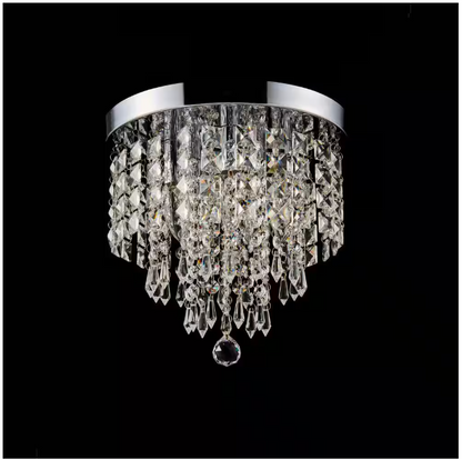 Merra 11 in. 5-Light Chrome Flush Mount Chandelier with K9 Crystals