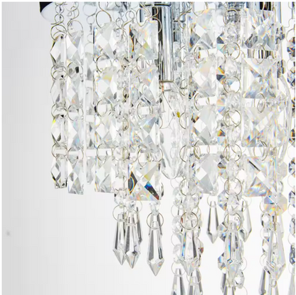Merra 11 in. 5-Light Chrome Flush Mount Chandelier with K9 Crystals
