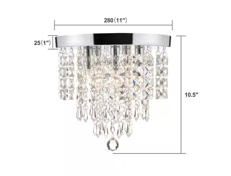 Merra 11 in. 5-Light Chrome Flush Mount Chandelier with K9 Crystals