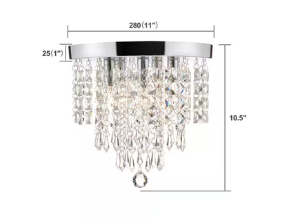 Merra 11 in. 5-Light Chrome Flush Mount Chandelier with K9 Crystals