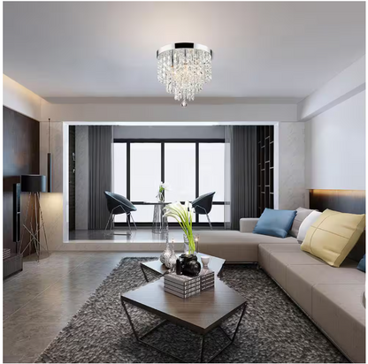 Merra 11 in. 5-Light Chrome Flush Mount Chandelier with K9 Crystals
