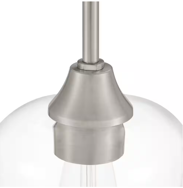 Hampton Bay Pavlen 1-Light Brushed Nickel Contemporary Hanging Mini Pendant with Clear Glass Shade