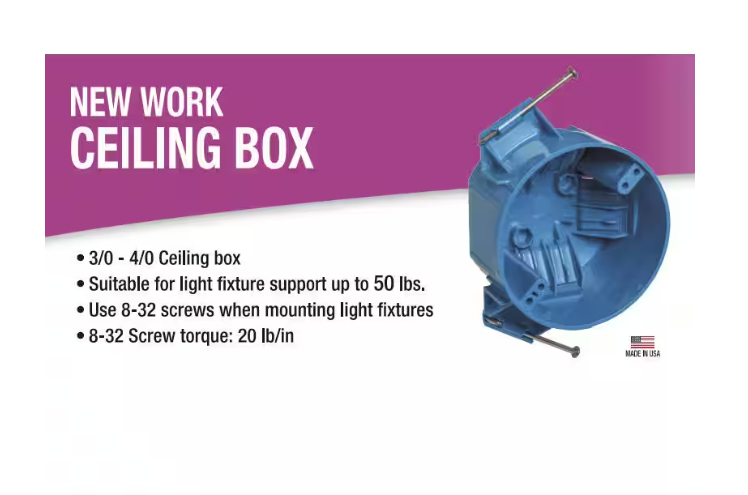 Carlon 1-Gang 20 cu. in. New Work Electrical Ceiling Box with Captive Nails (Case of 75)