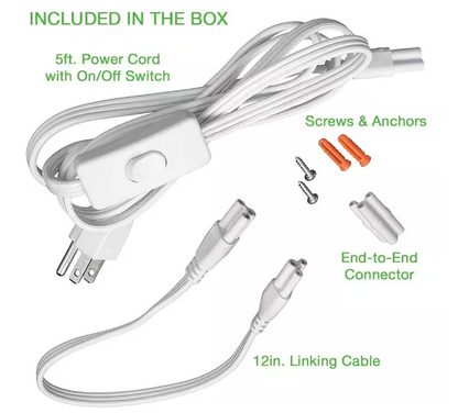 Commercial Electric 2 ft LED Garage Workshop Ceiling Strip Light Plug-In or Hardwire 900 Lumens with Power & Linking Cord 4000K Bright White