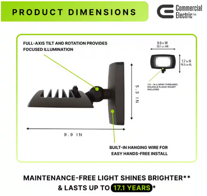 Commercial Electric 350W Equivalent Integrated LED Bronze Outdoor Residential Wall/Flood Light, 5000 Lumens