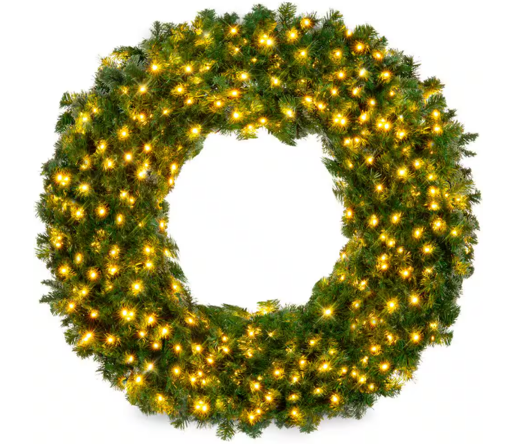 Best Choice Products 60 in. Pre-Lit LED Spruce Artificial Christmas Wreath with 300-Lights