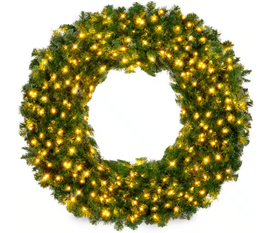 Best Choice Products 60 in. Pre-Lit LED Spruce Artificial Christmas Wreath with 300-Lights