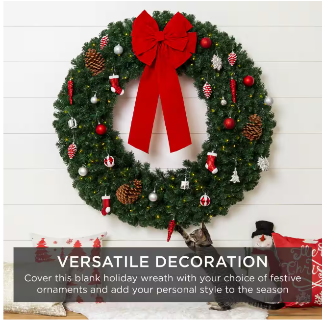Best Choice Products 60 in. Pre-Lit LED Spruce Artificial Christmas Wreath with 300-Lights