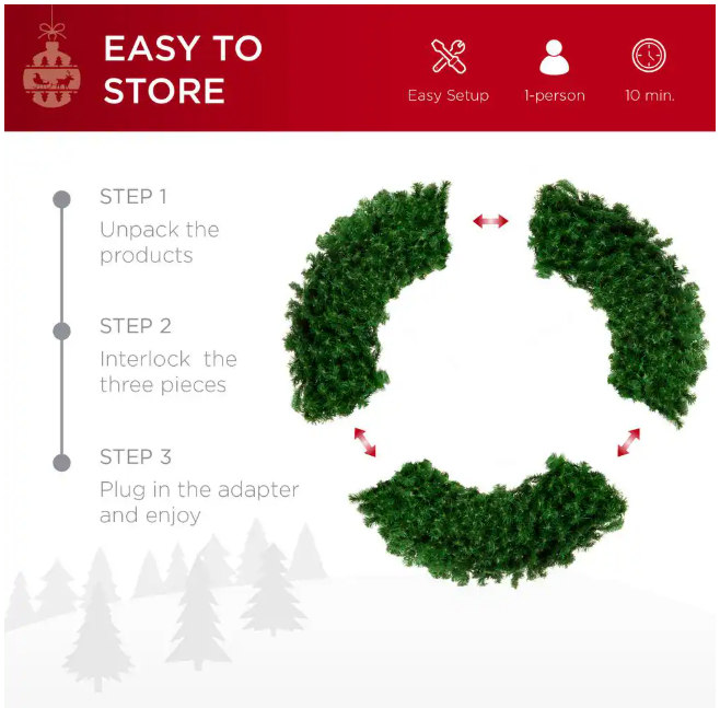 Best Choice Products 60 in. Pre-Lit LED Spruce Artificial Christmas Wreath with 300-Lights