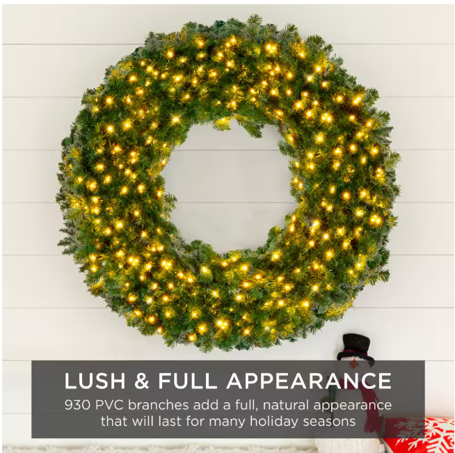 Best Choice Products 60 in. Pre-Lit LED Spruce Artificial Christmas Wreath with 300-Lights