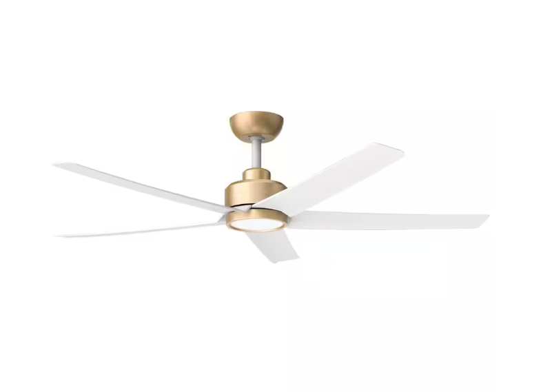 QRMOK 52 in. Indoor, Outdoor White LED Ceiling Fan with Remote, Reversible Quiet DC Motor and 5 Blades 3 CCT Light