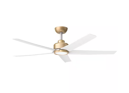 QRMOK 52 in. Indoor, Outdoor White LED Ceiling Fan with Remote, Reversible Quiet DC Motor and 5 Blades 3 CCT Light