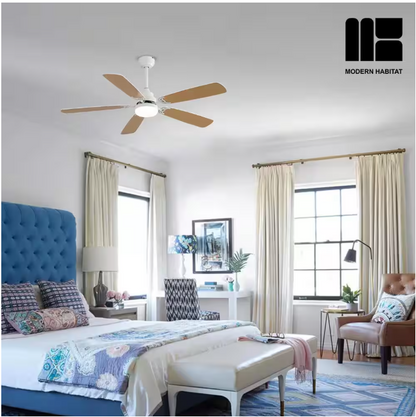 MODERN HABITAT WhisperBloom Blade Span 52 in. Indoor White Ceiling Fan with LED Light Bulbs and Remote Control