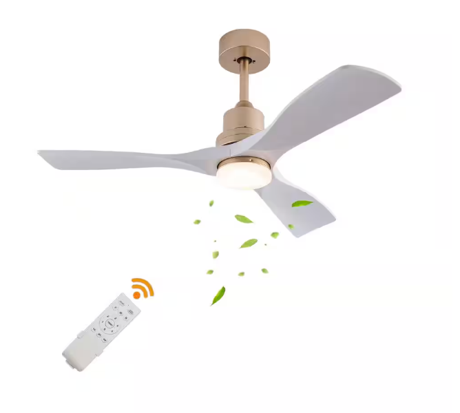 42 in. Indoor White and Gold Modern Ceiling Fan with 3-Color Temperature Integrated LED Light Source and Remote Included