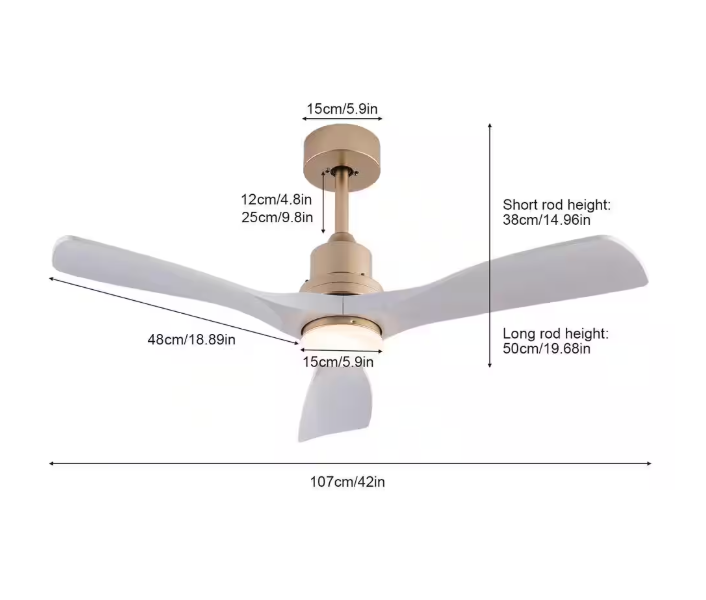 42 in. Indoor White and Gold Modern Ceiling Fan with 3-Color Temperature Integrated LED Light Source and Remote Included