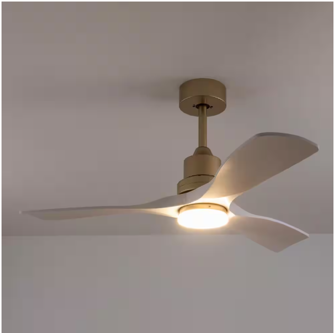 42 in. Indoor White and Gold Modern Ceiling Fan with 3-Color Temperature Integrated LED Light Source and Remote Included
