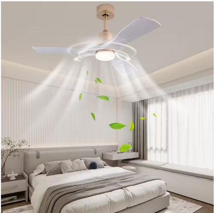 42 in. Indoor White and Gold Modern Ceiling Fan with 3-Color Temperature Integrated LED Light Source and Remote Included