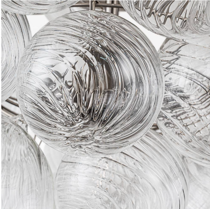 HUOKU Neuvy 19 in. W 3-Light Nickel Cluster Semi-Flush Mount Chandelier with Grape Swirled Glass Shades for Dining/Living